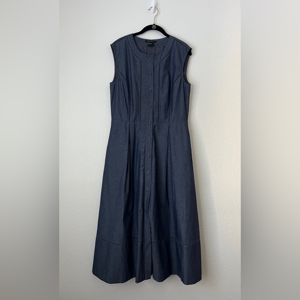 Armani Exchange Sleeveless Navy Button-Front Midi Dress Size 12